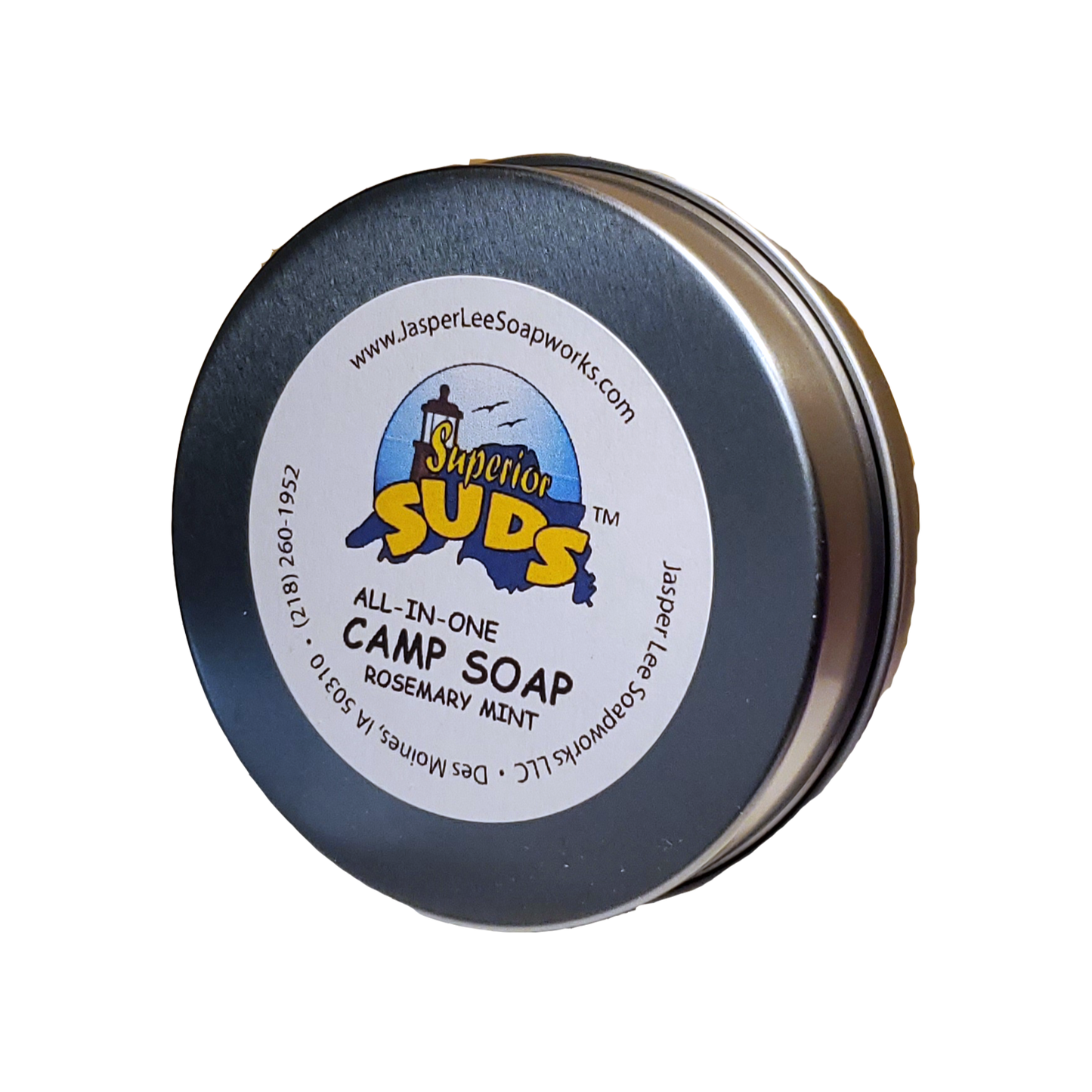  All-in-one Camp Soap in silver carrying tin 