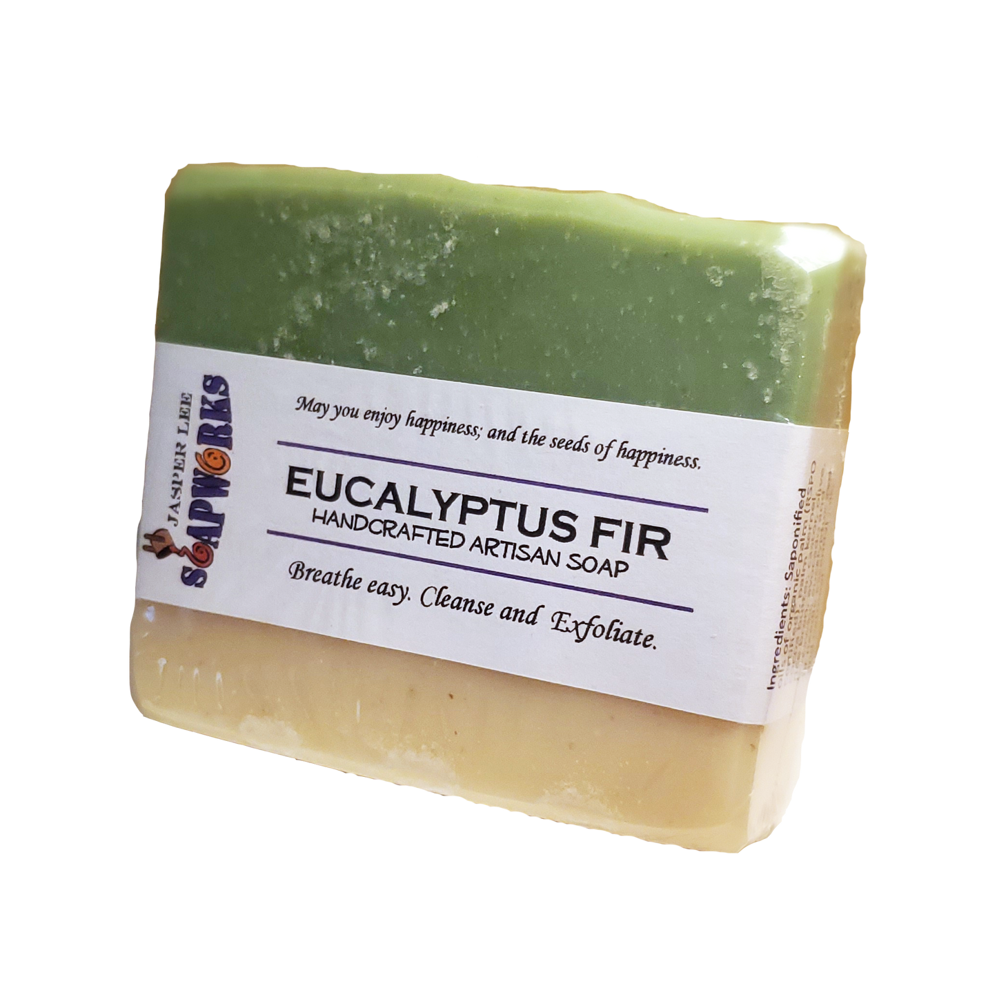 Eucalyptus Fir Handcrafted artisan soap bar in clear biodegradable packaging
