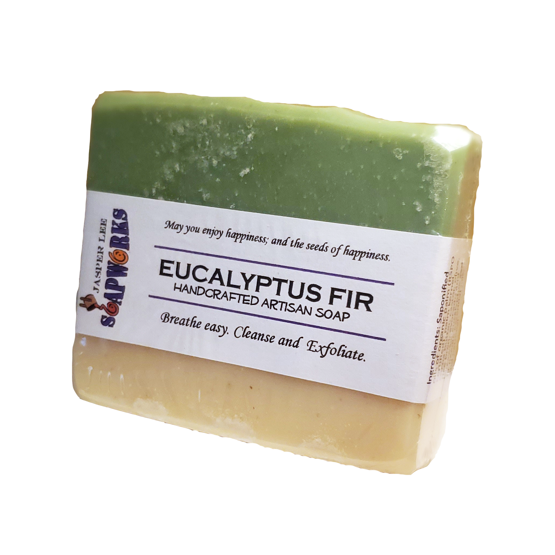 Eucalyptus Fir Handcrafted artisan soap bar in clear biodegradable packaging