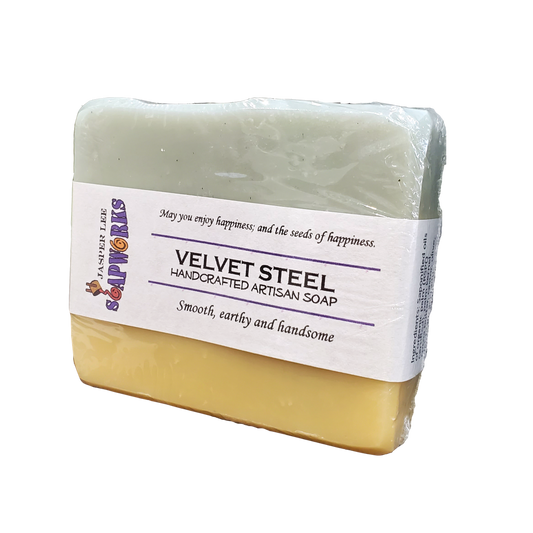 Large rectangular bar of Velvet Steel artisan soap